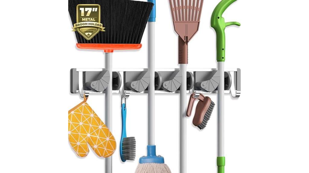 broom holder with hooks