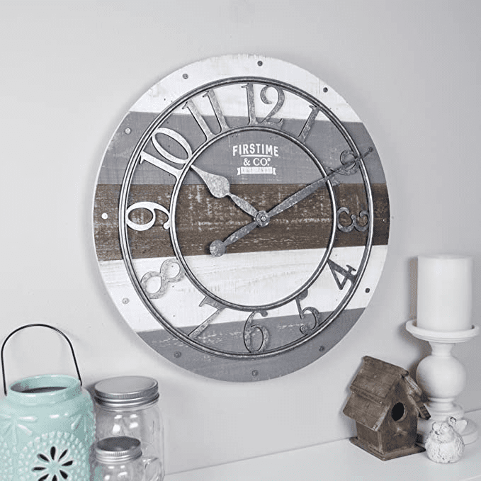 FirsTime & Co. Multicolor Shabby Pallet Wall Clock (16 inches)
