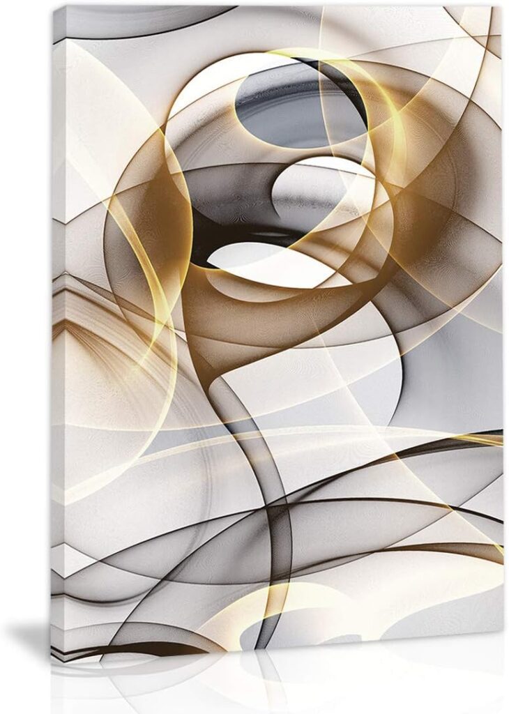 Abstract Wall Art in Gray and Gold for Home Decor
