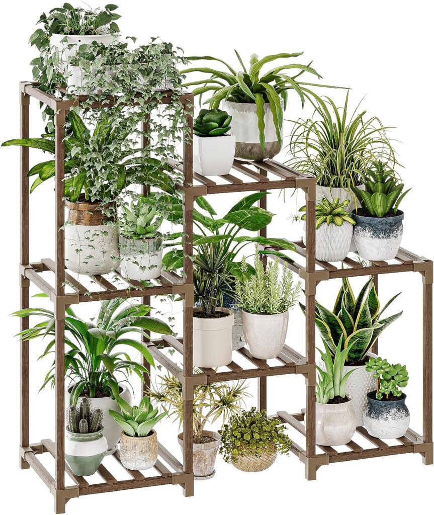 Bamworld 3 Tiers Wood Plant Stand for Indoor and Outdoor Plants