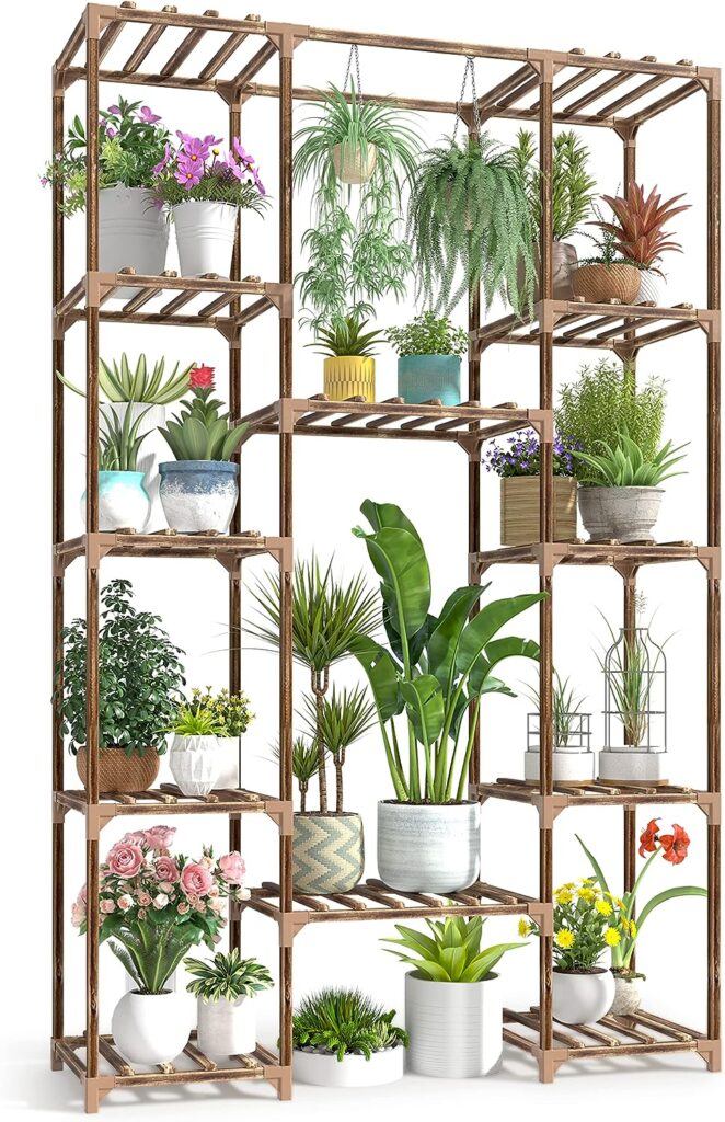 Cfmour Wood Plant Stand for Indoor and Outdoor Use