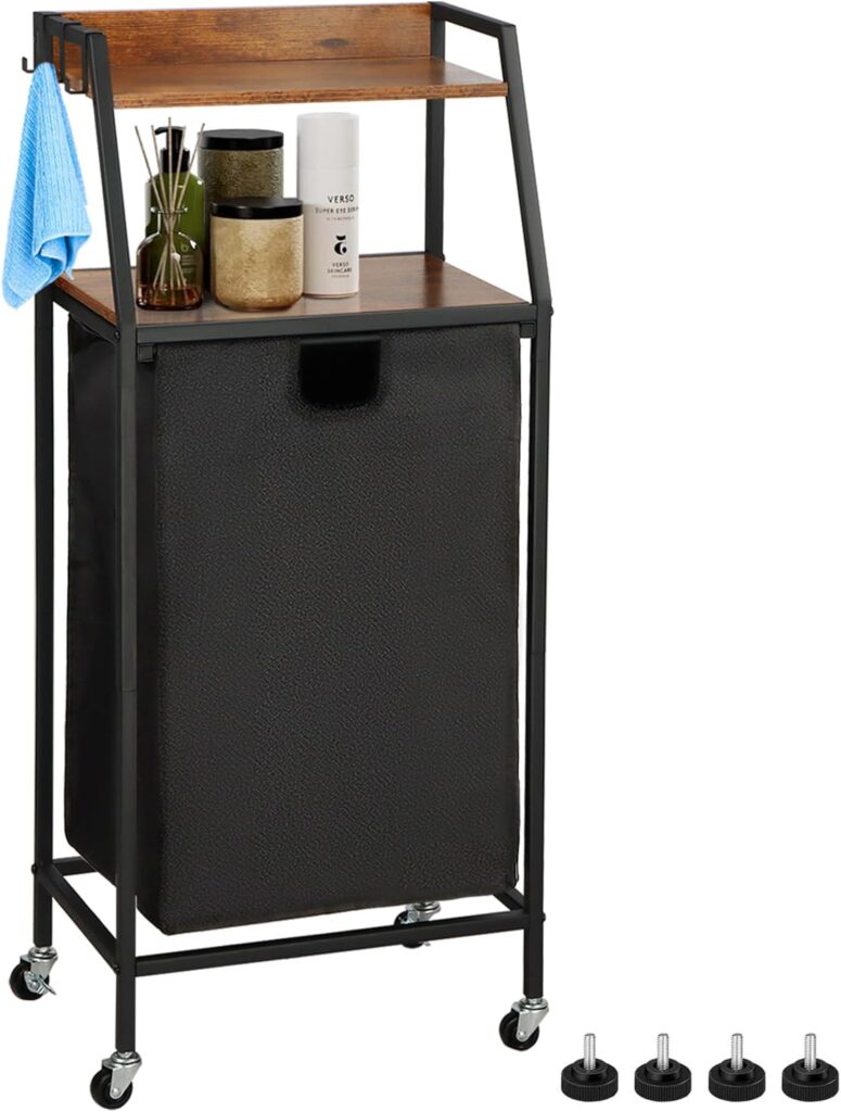 Timberer Rolling Laundry Hamper with 3 Sections and Wheels