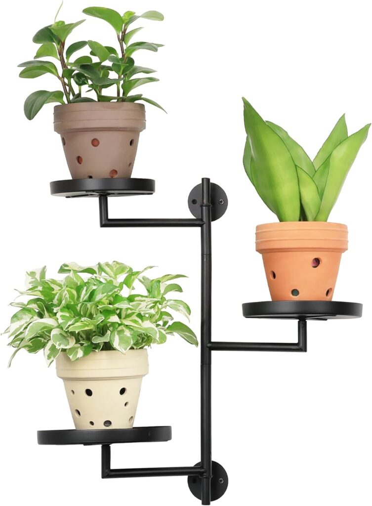 YFFSRJDJ Rotating Window Plant Shelves Indoor, 3-tier Metal Plant Stand