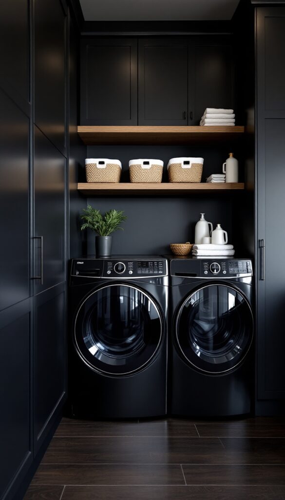 14 Sleek Black Laundry Room Ideas for a Modern Look - Cosy Hous