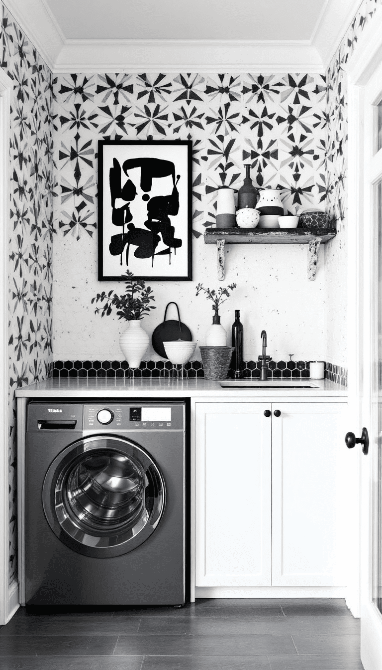 12 Black & White Laundry Room Ideas That Actually Feel Good to Be In ...