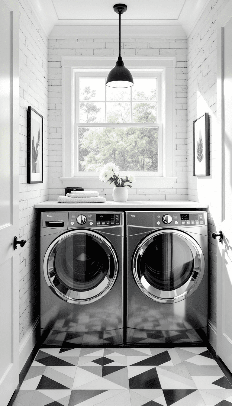12 Black & White Laundry Room Ideas - Cosy Hous