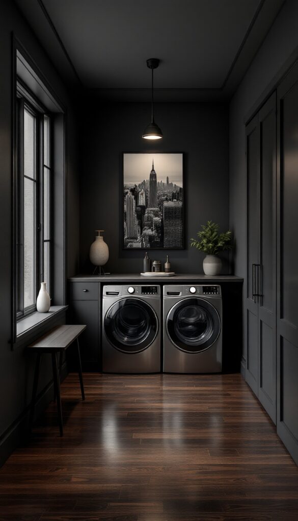 15 Dark Laundry Room Ideas - Cosy Hous