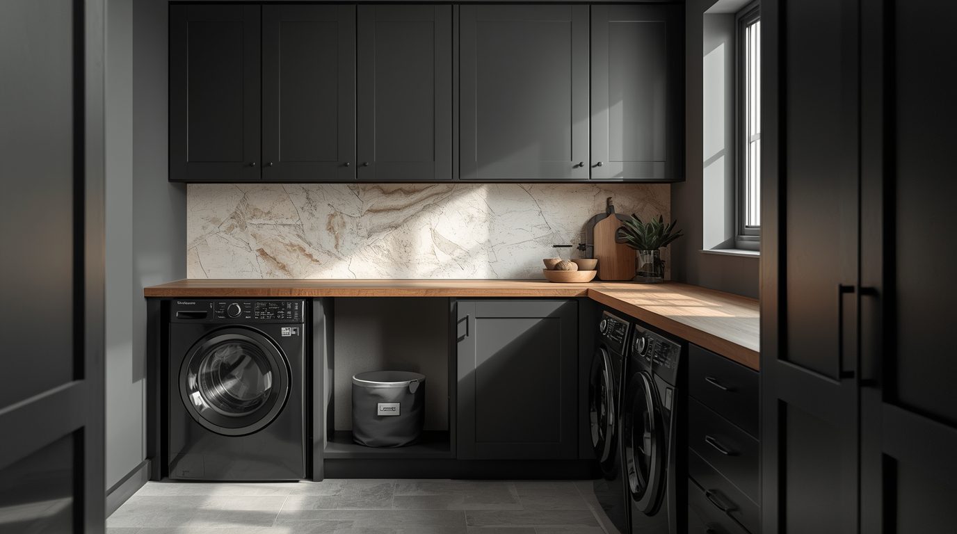 Moody Laundry Rooms Ideas That Prove Dark Appliances Are Always in ...