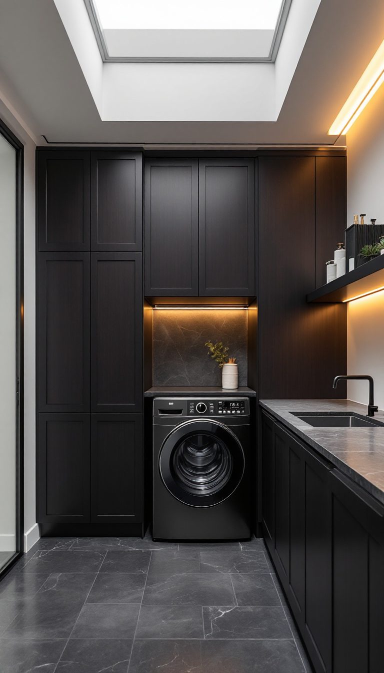 14 Dark Appliance Laundry Room Ideas - Cosy Hous