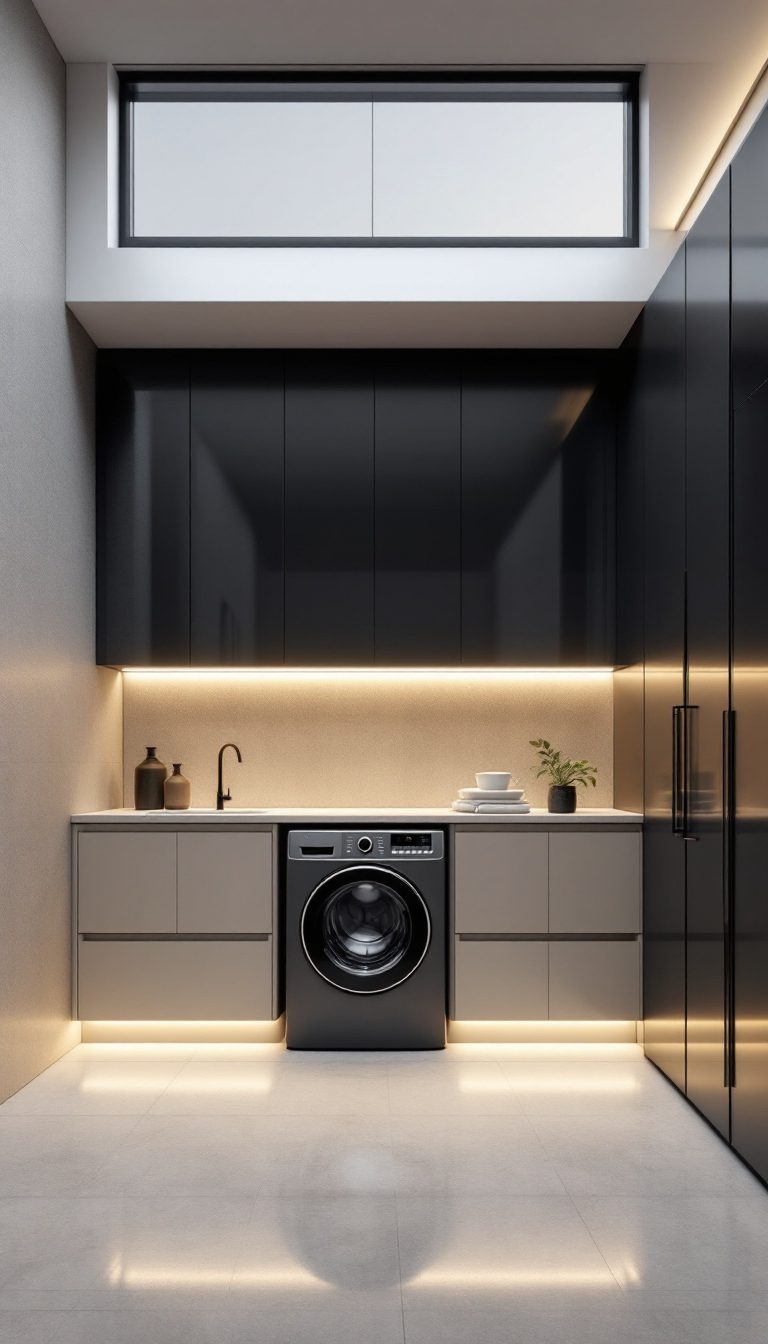 14 Dark Appliance Laundry Room Ideas - Cosy Hous