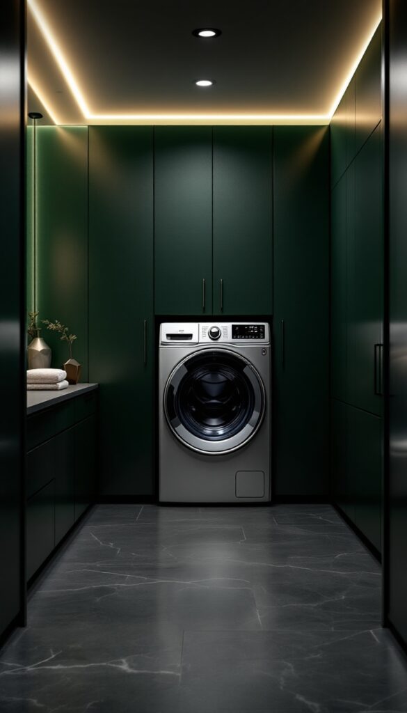 14 Moody & Modern Dark Green Laundry Rooms You’ll Love - Cosy Hous