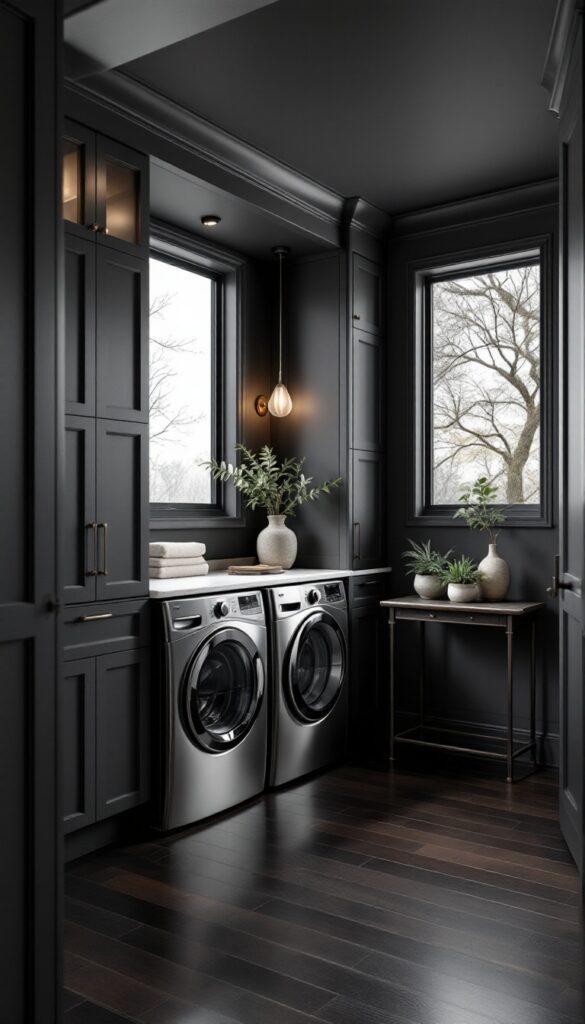 15 Dark Laundry Room Ideas - Cosy Hous